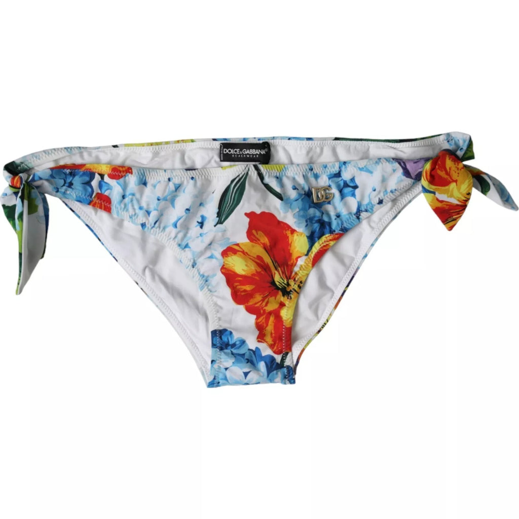 White Floral Print Swimsuit Bikini Bottom Swimwear