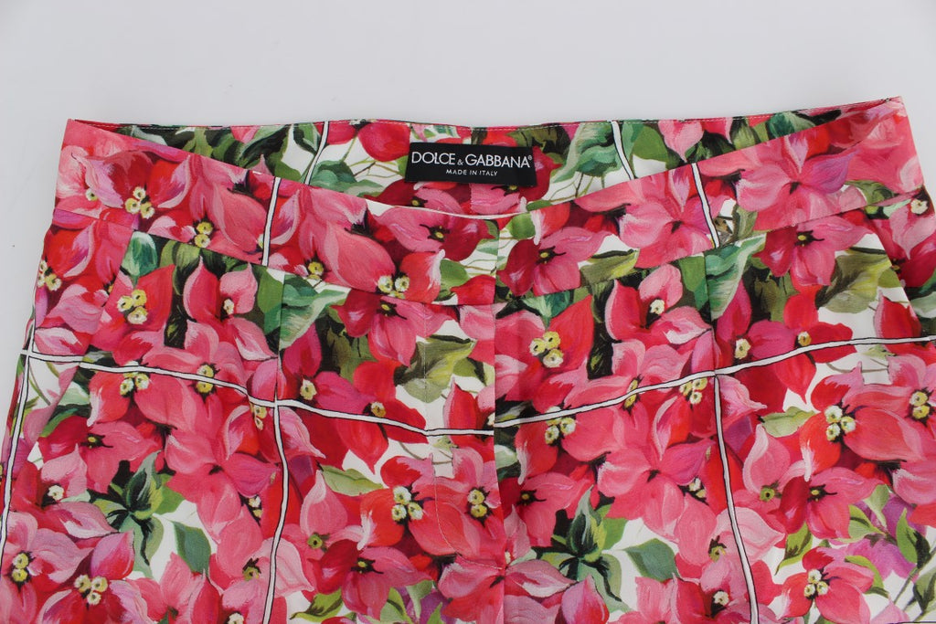 Multicolor Floral Knee Capris Shorts Pants