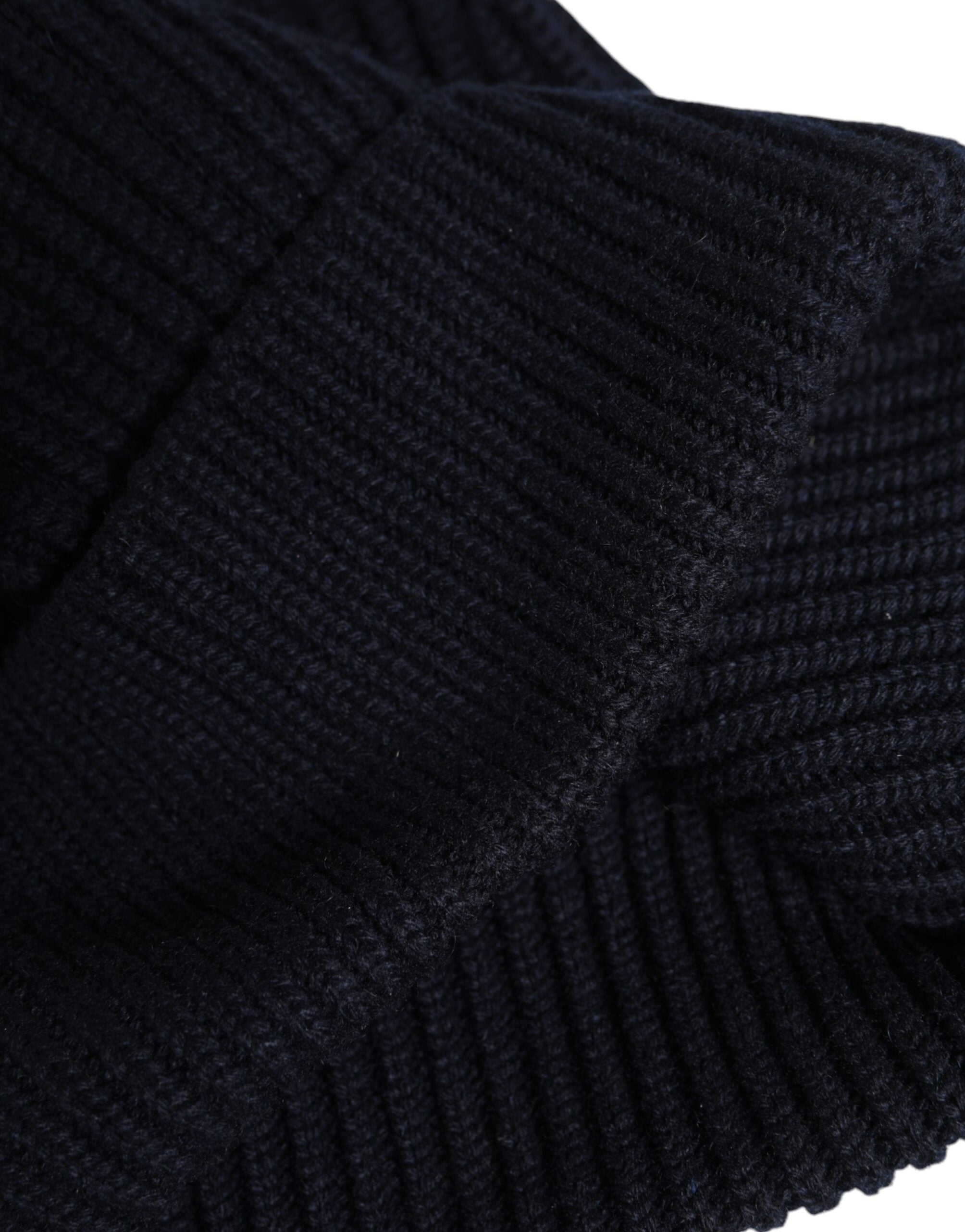 Blue Cashmere Knitted Winter Beanie Hat