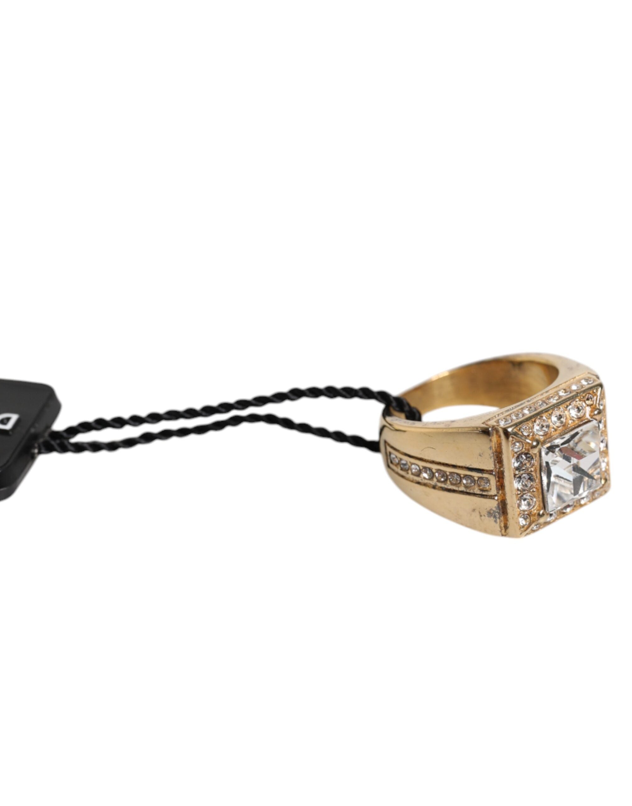 Gold Tone Sterling Silver 925 Crystals Ring