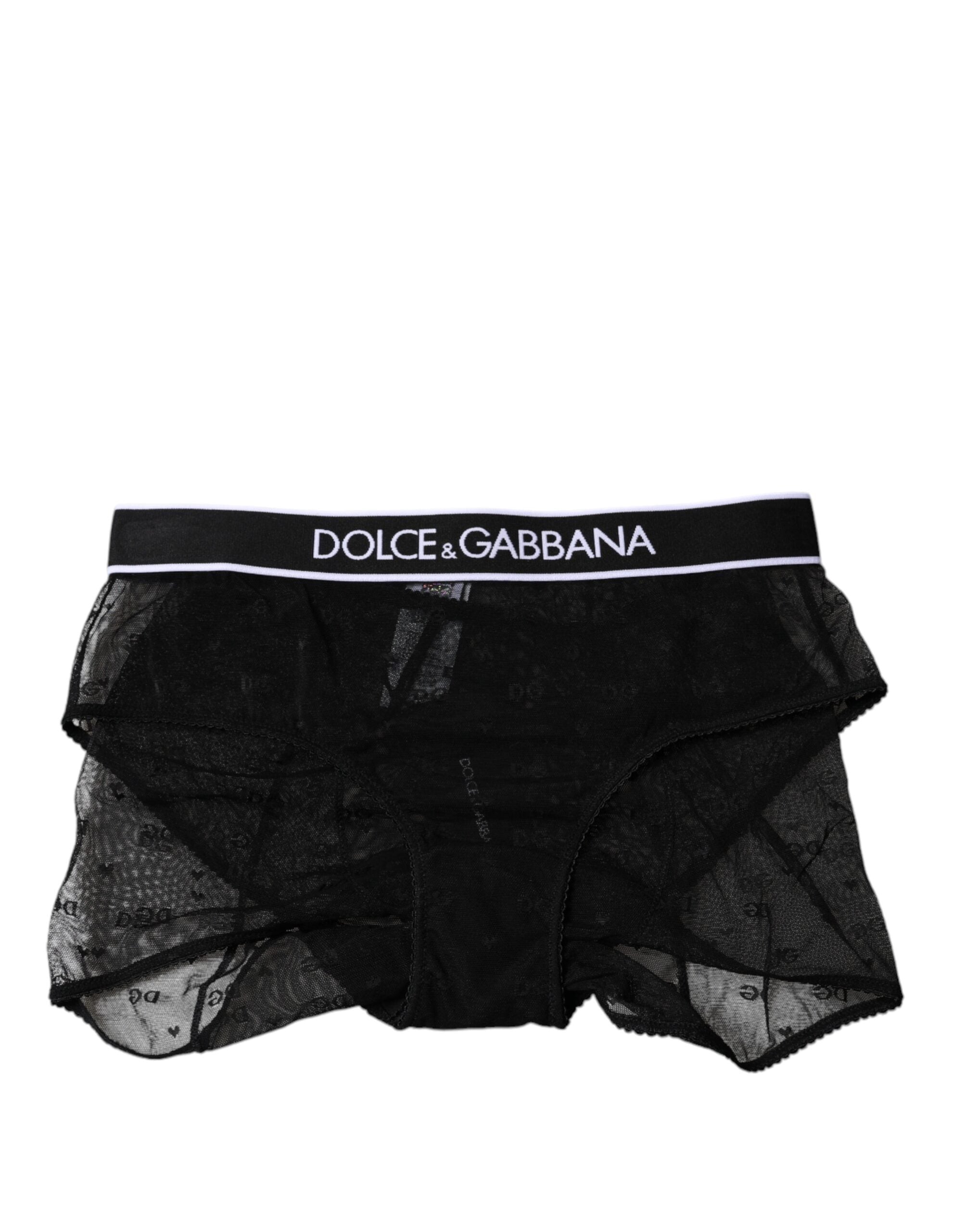 Black Tulle Nylon Mid Waist Panty Underwear