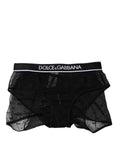 Black Tulle Nylon Mid Waist Panty Underwear