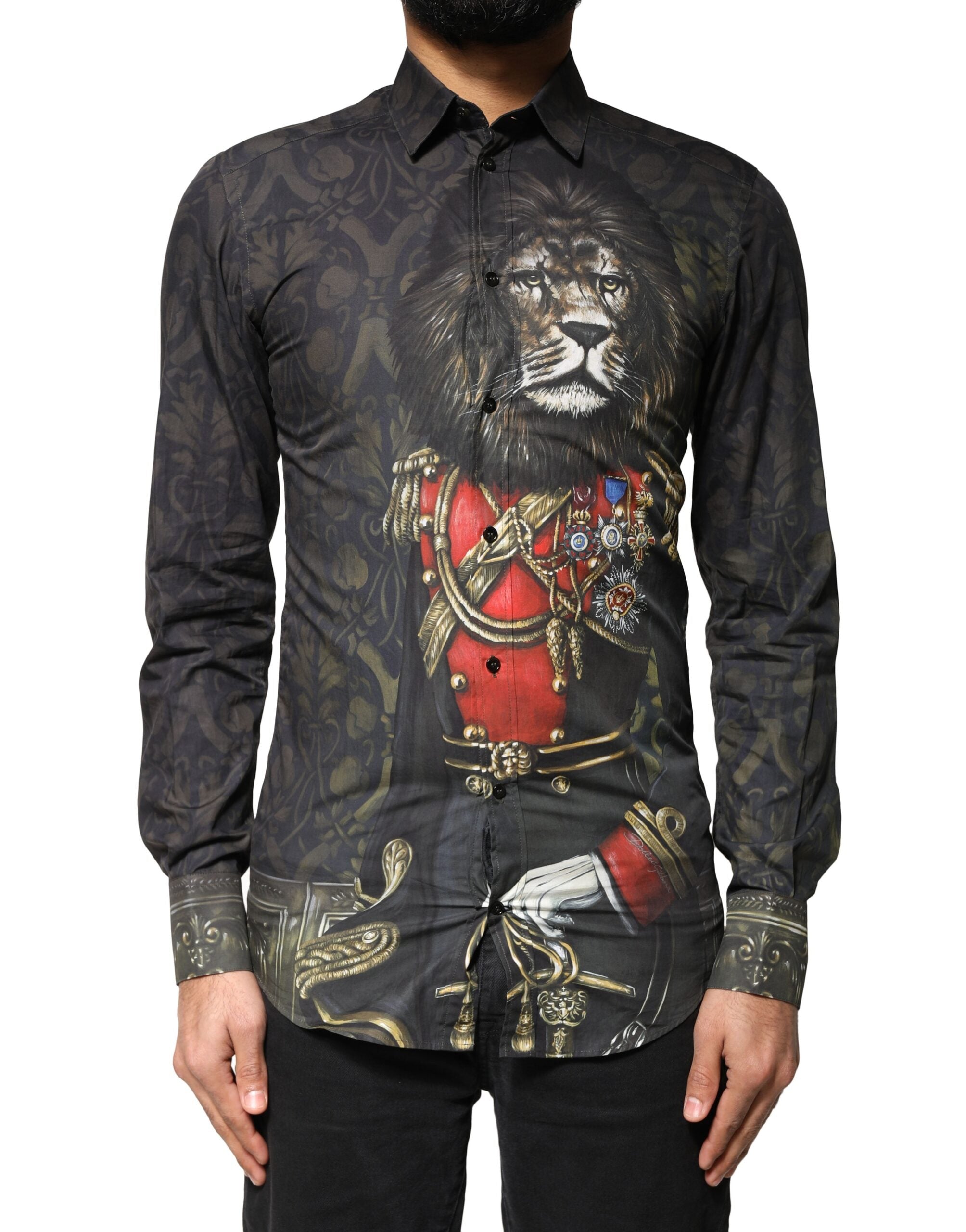 Black Royal Pet Portrait GOLD Dress Shirt
