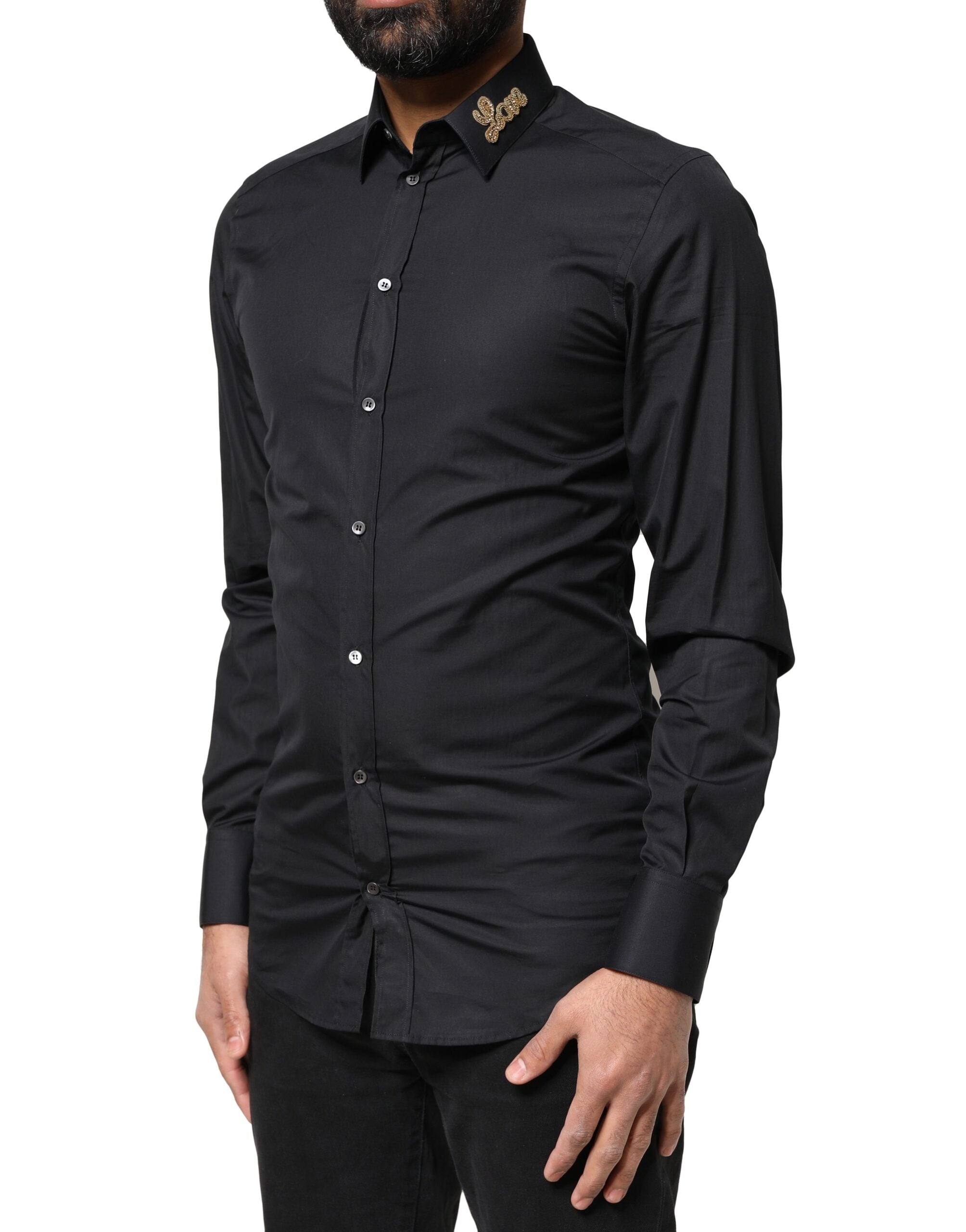 Black Love Embroidery GOLD Formal Dress Shirt