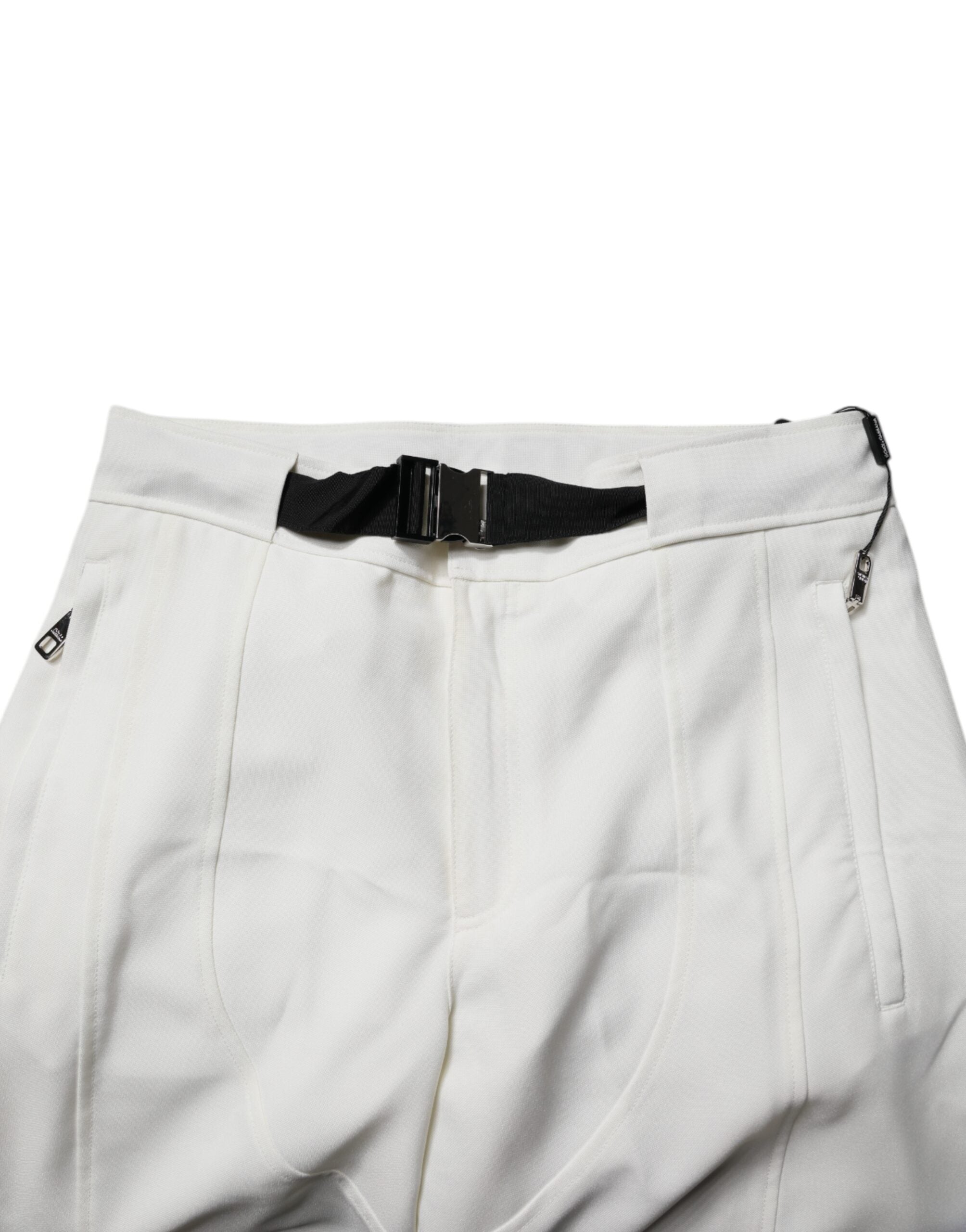 White Mid Waist Wide Leg Pants