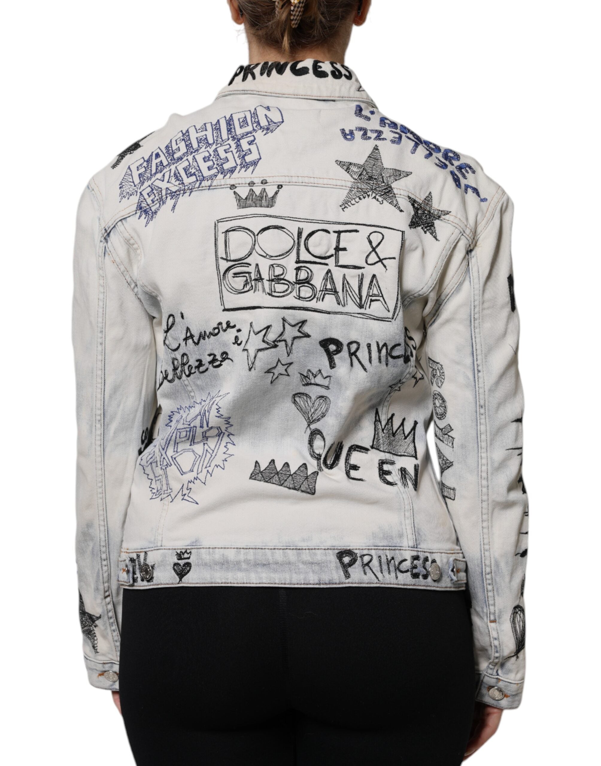 Light Blue Graffiti Button Down Denim Jacket