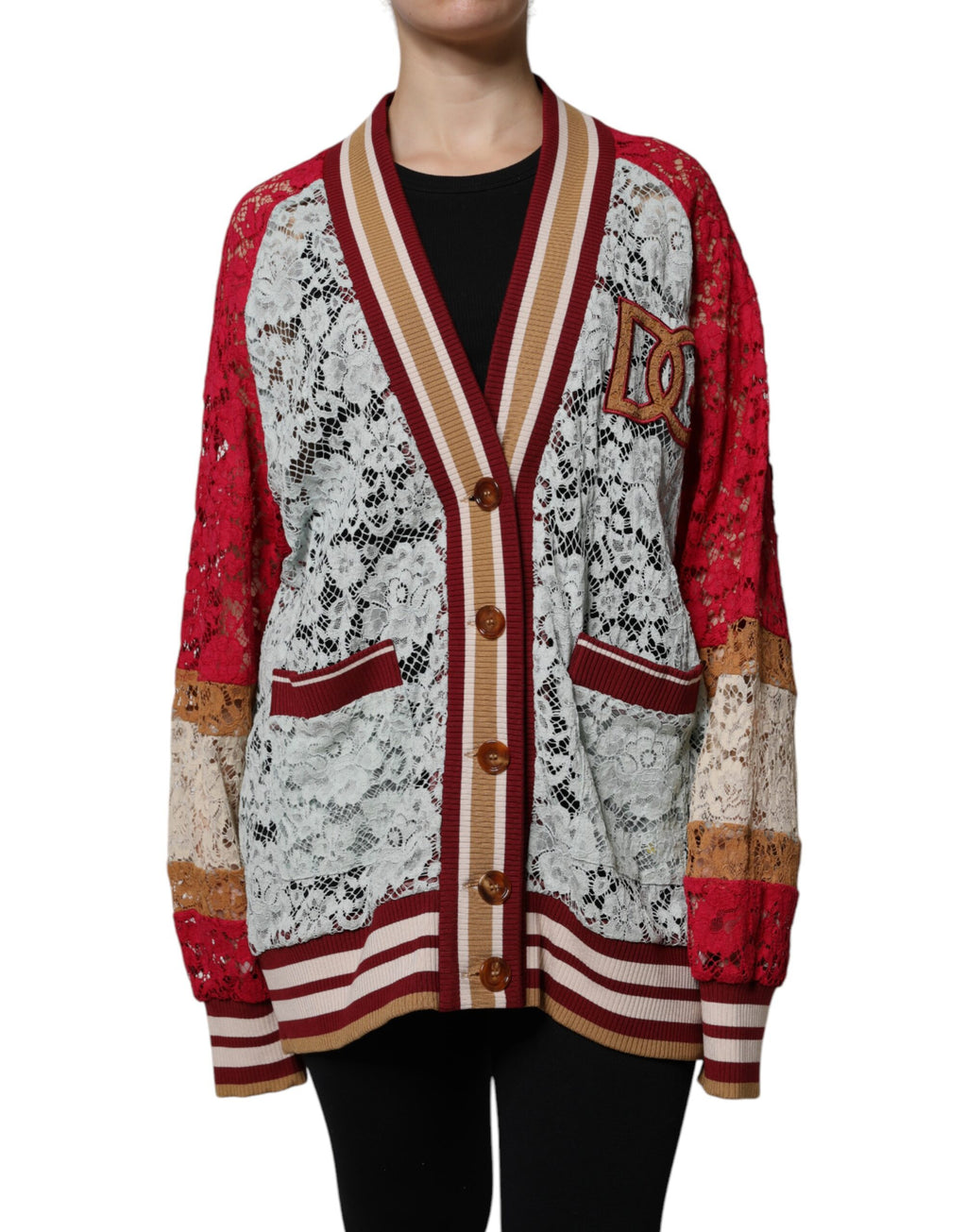 Multicolor Floral Lace Cardigan Sweater