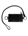 Dolce & Gabbana Black Leather Logo Embossed Lanyard Card Holder Wallet