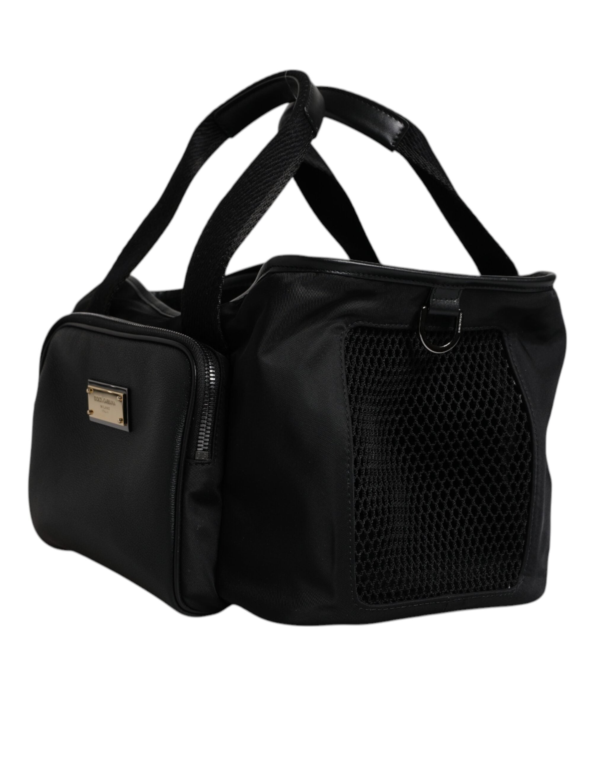 Black Shoulder Strap Pet Carry Logo Plaque Bag