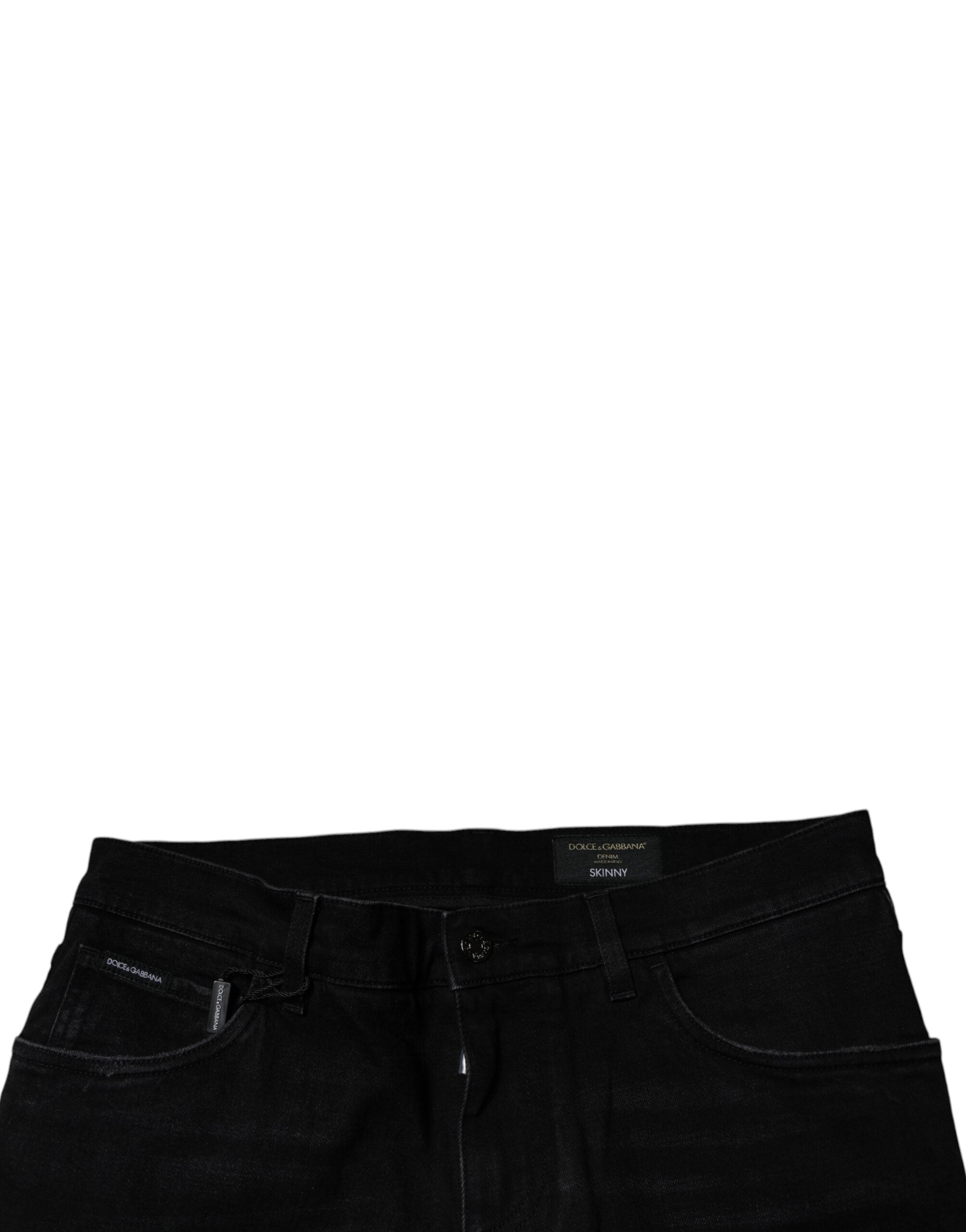 Black Ripped Cotton Skinny Men Denim Jeans