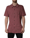 Dark Pink Button Down Casual Polo Men Shirt