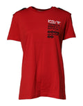 Red Cotton Graphic Print Crew Neck T-shirt