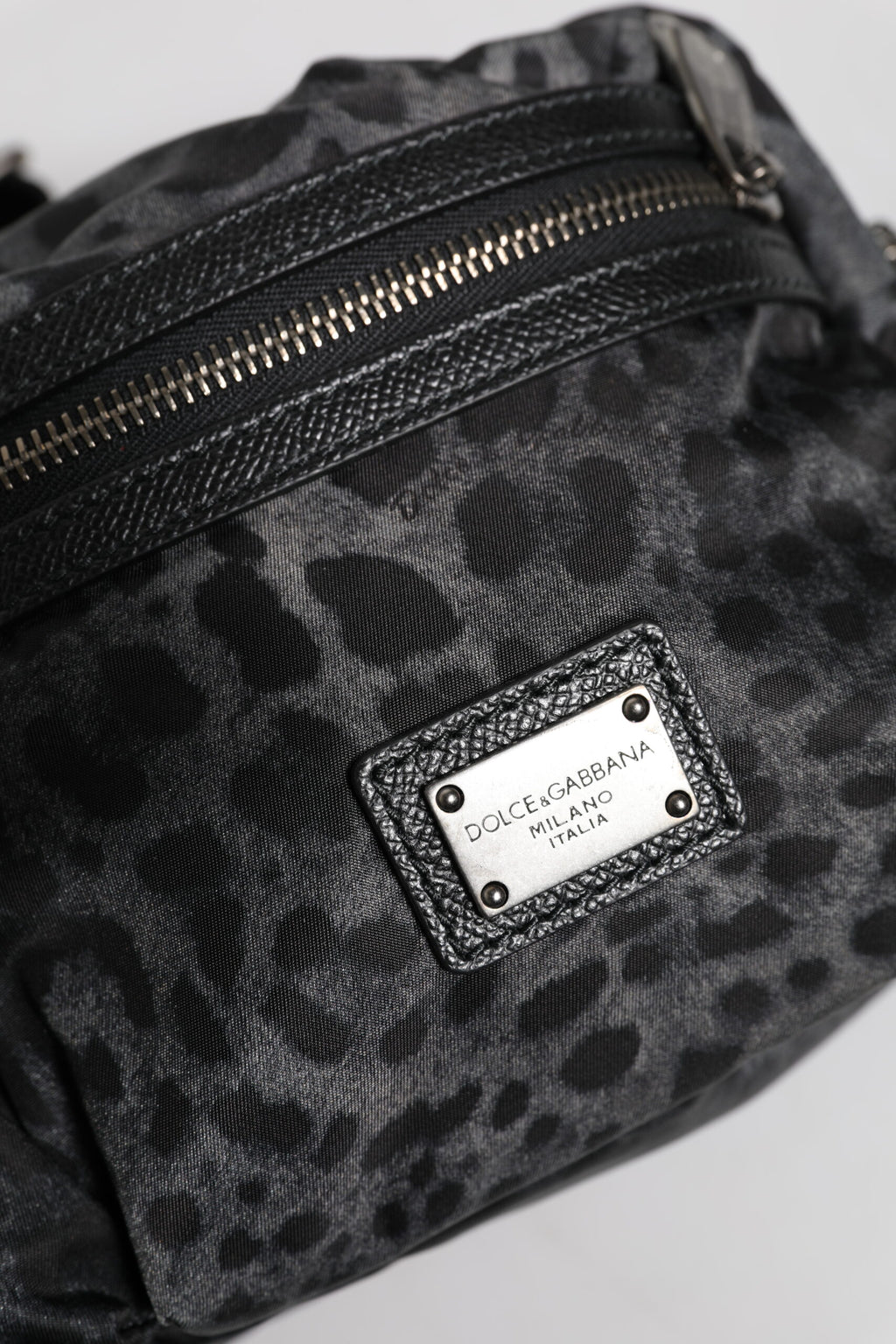 Black Gray Leopard DG Logo Belt Waist Fanny Pack Bag