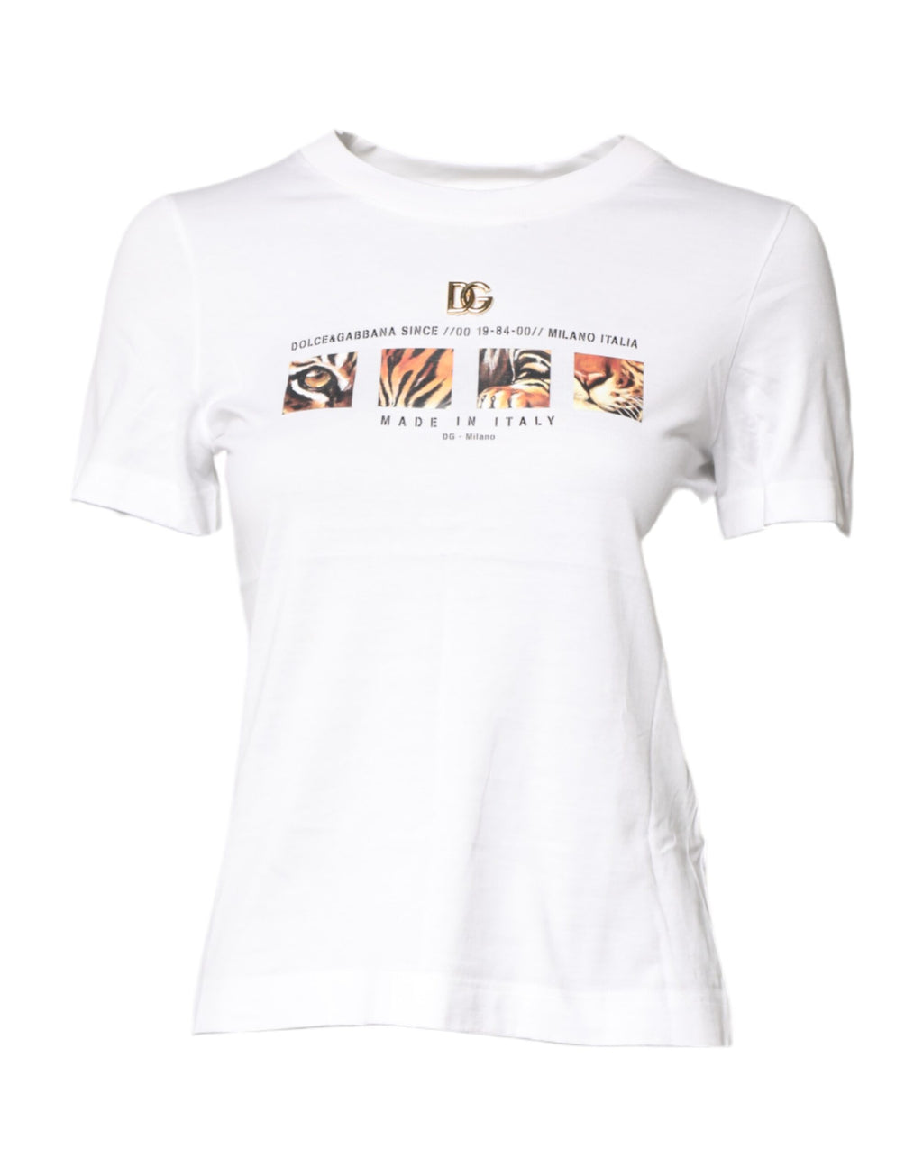 White Cotton Graphic Print Crew Neck T-shirt