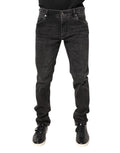 Gray Washed Cotton Skinny Denim Jeans