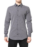 Dolce & Gabbana Black White Striped GOLD Formal Dress Shirt