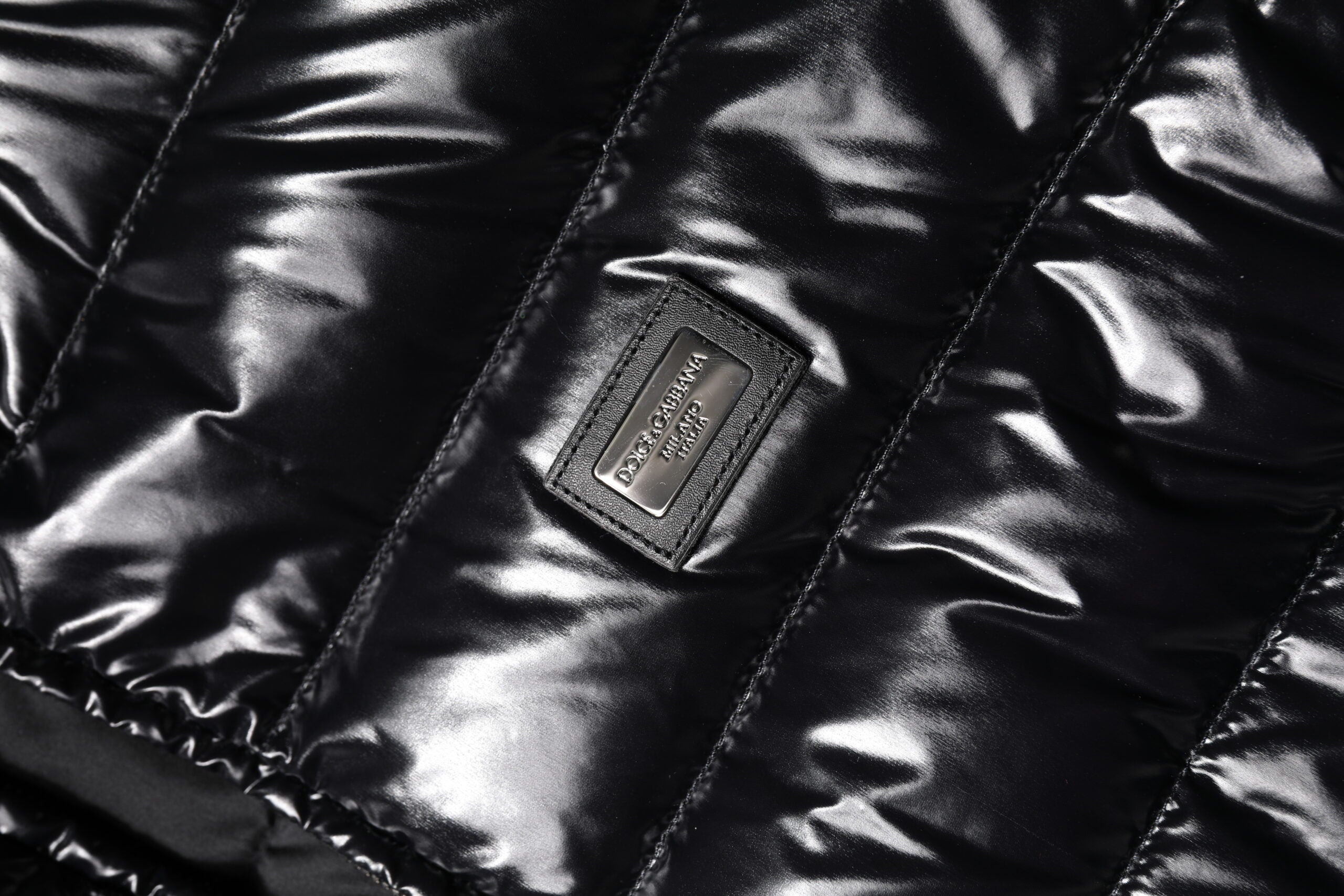 Black Logo Plaque Full Zip Puffer Jacket