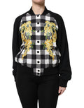 Dolce & Gabbana Black White Check Floral Button Down Jacket