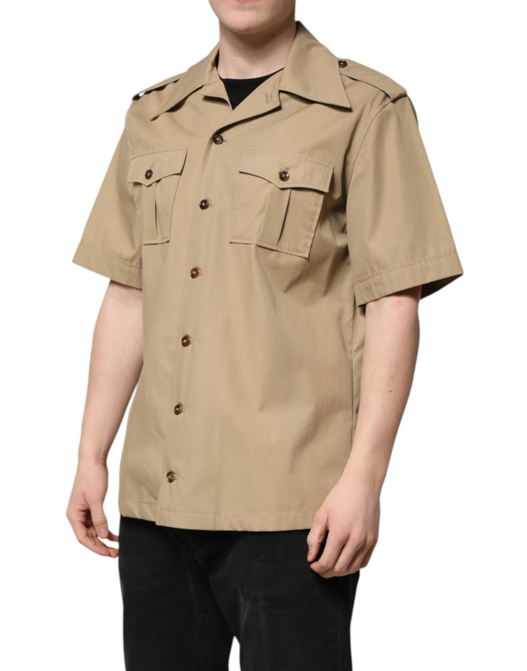 Brown Graphic Print Short Sleeves Shirt