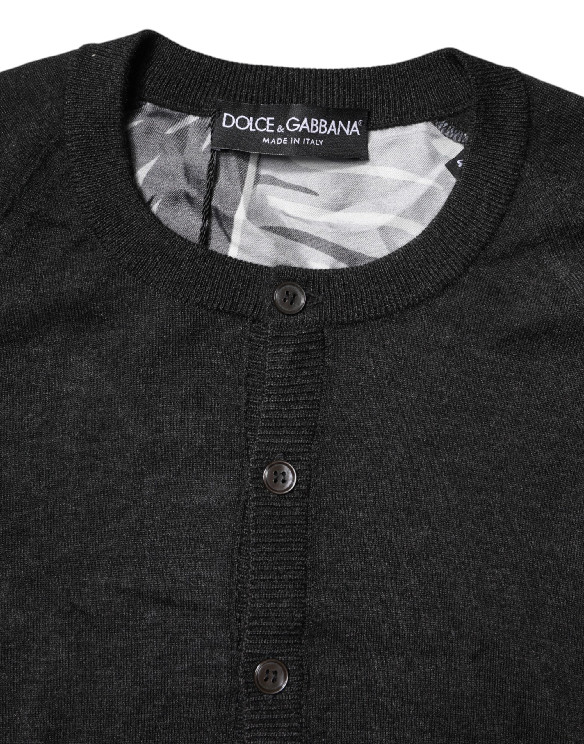 Black Printed Knitted Men Pullover Sweater