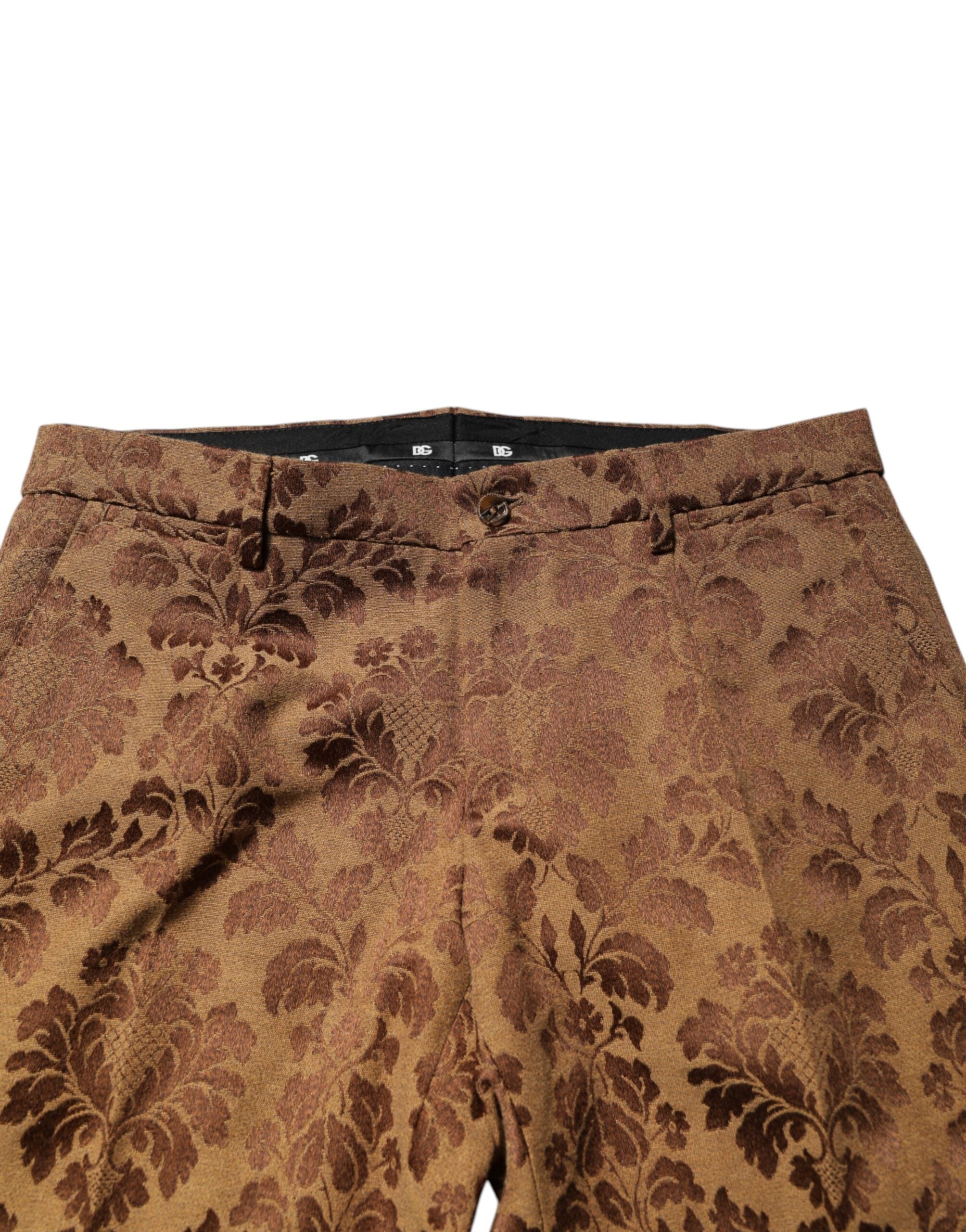 Brown Floral Jacquard SICILIA 2 Piece Suit