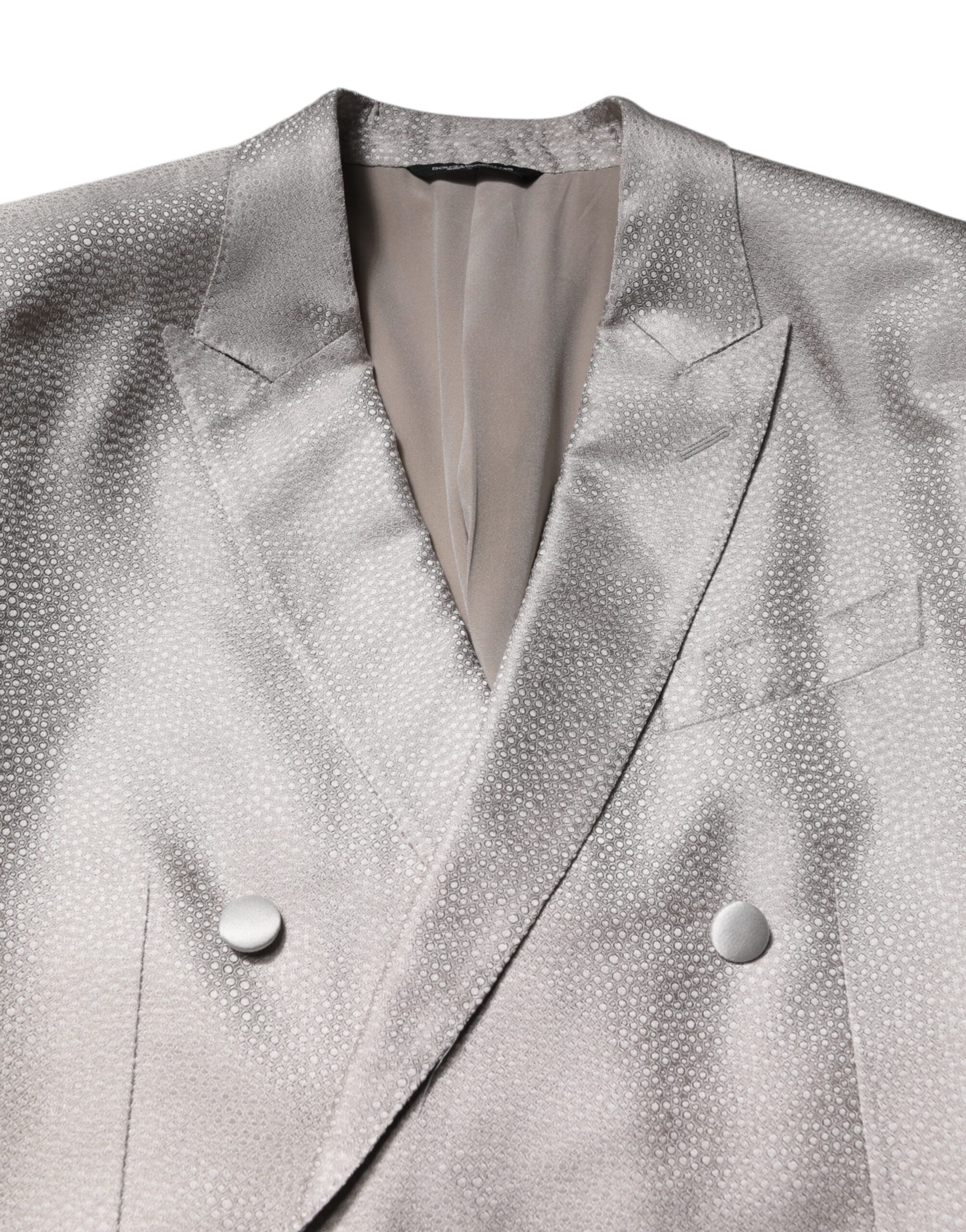 Light Gray Jacquard Silk Dotted 2 Piece Suit
