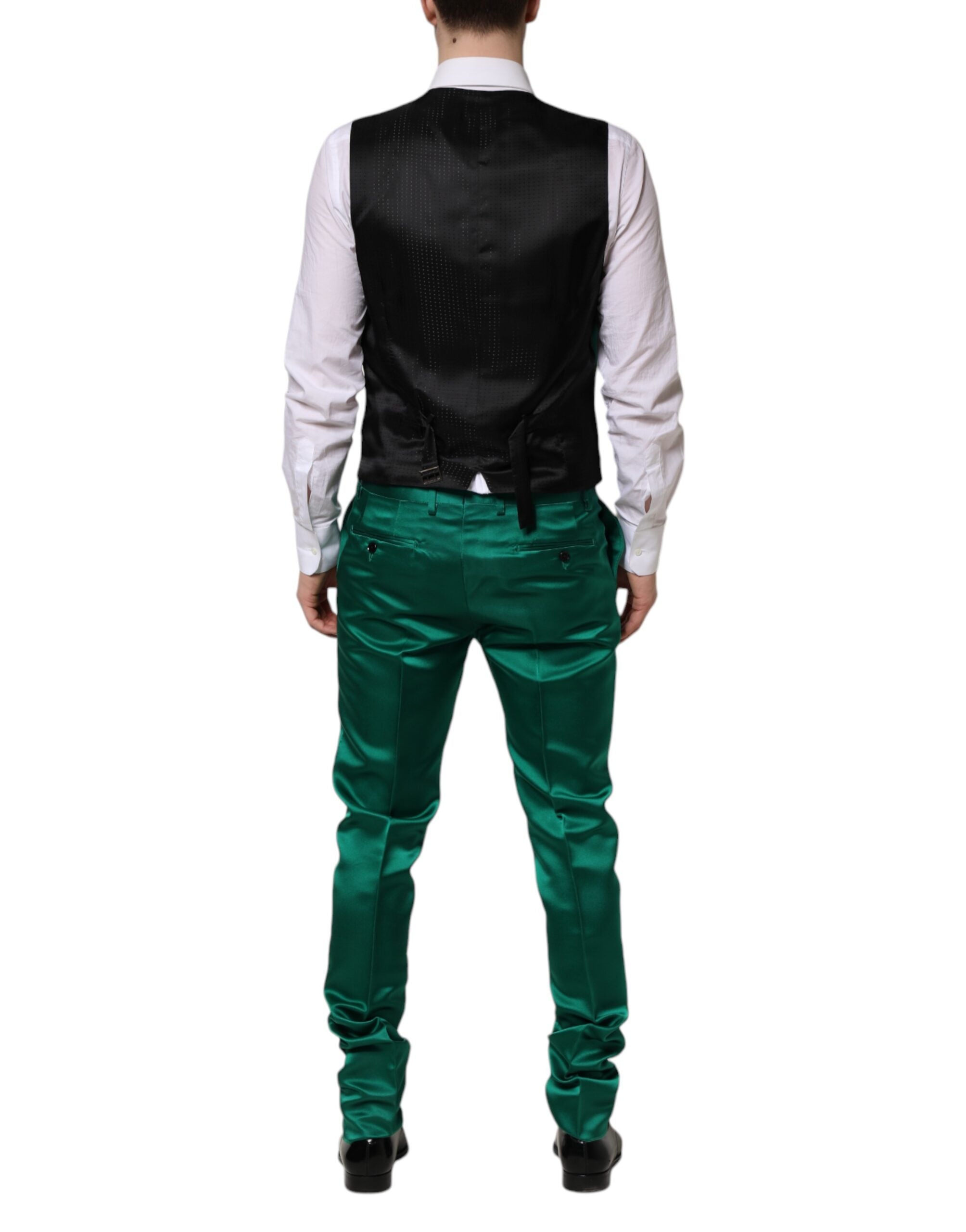 Green Silk 3 Piece Single Breasted Suit