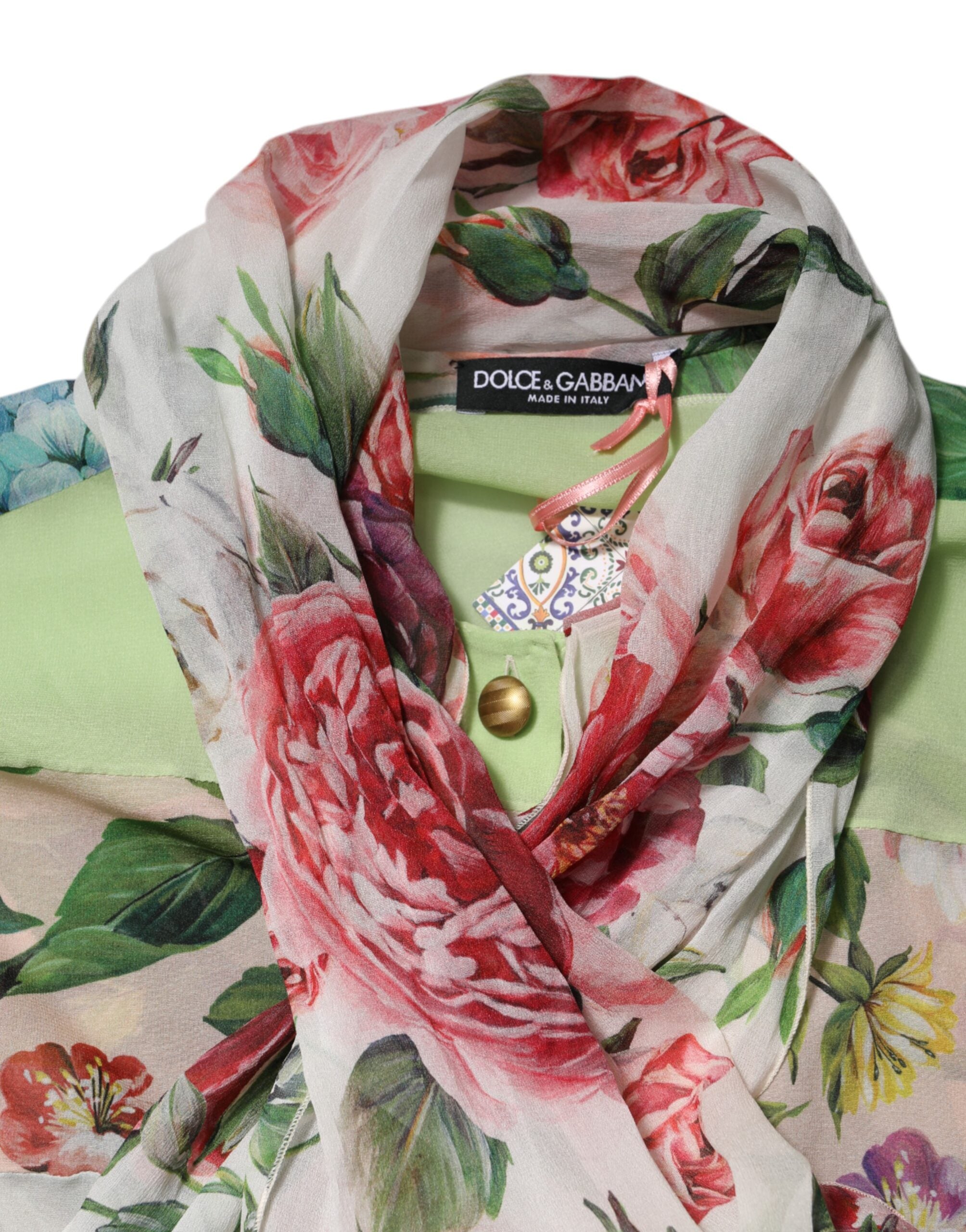 Multicolor Floral Patchwork Long Sleeves Top
