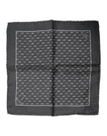 Black Fish Print Silk Square Men Foulard Scarf