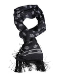 Dolce & Gabbana Black Silk Crown Fringes Men Foulard Scarf