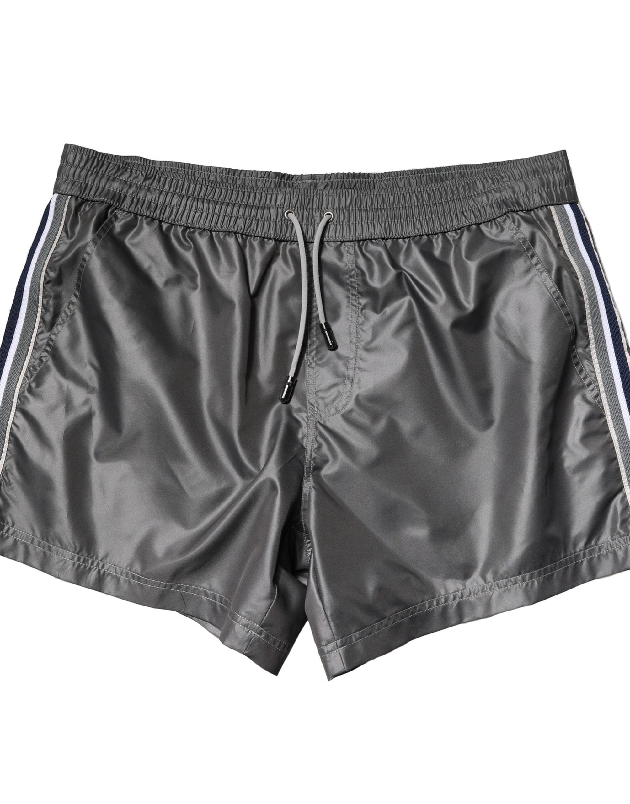 Gray Polyester Mid Waist Casual Bermuda Shorts