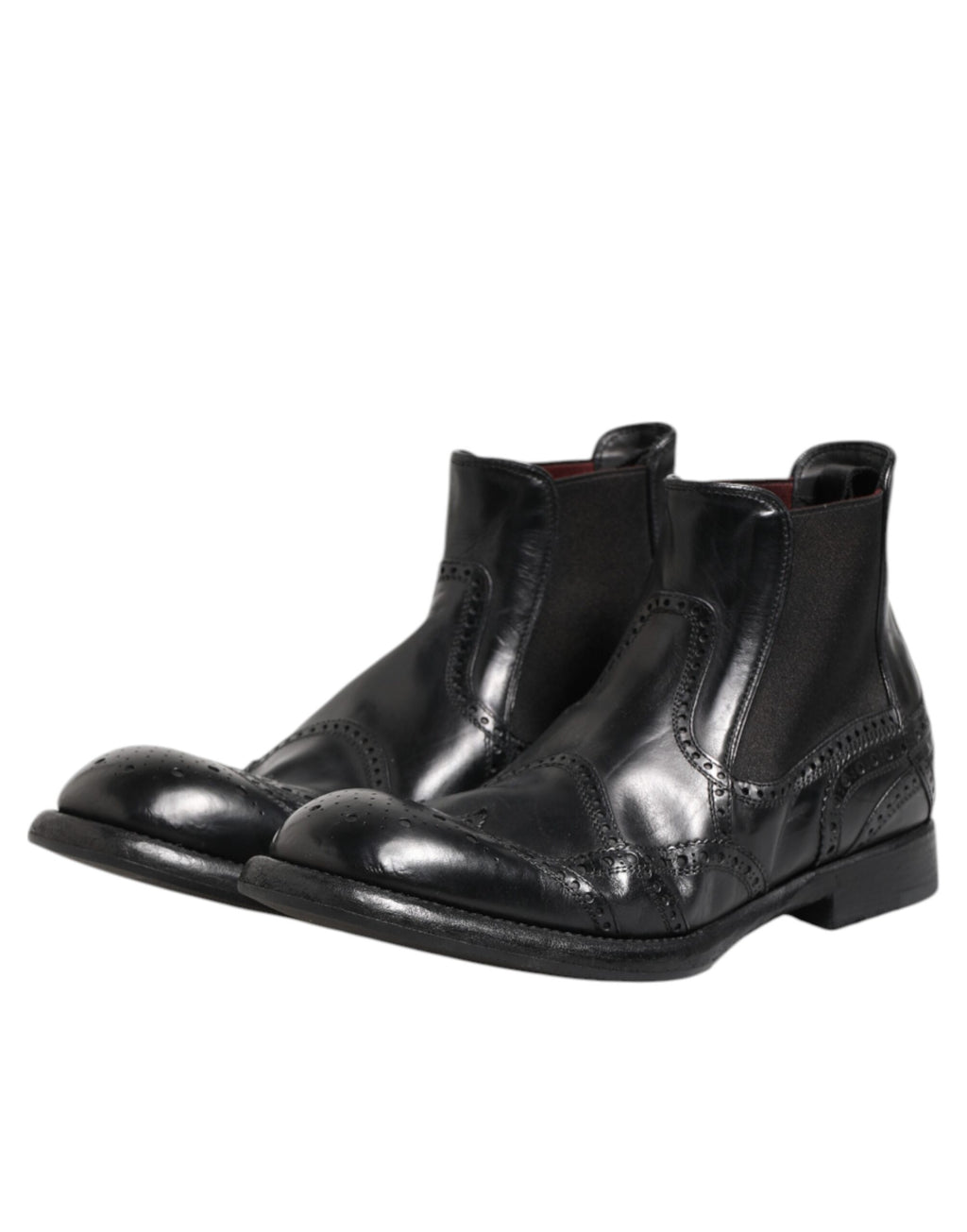 Black Leather Ankle Boots Slip On Shoes