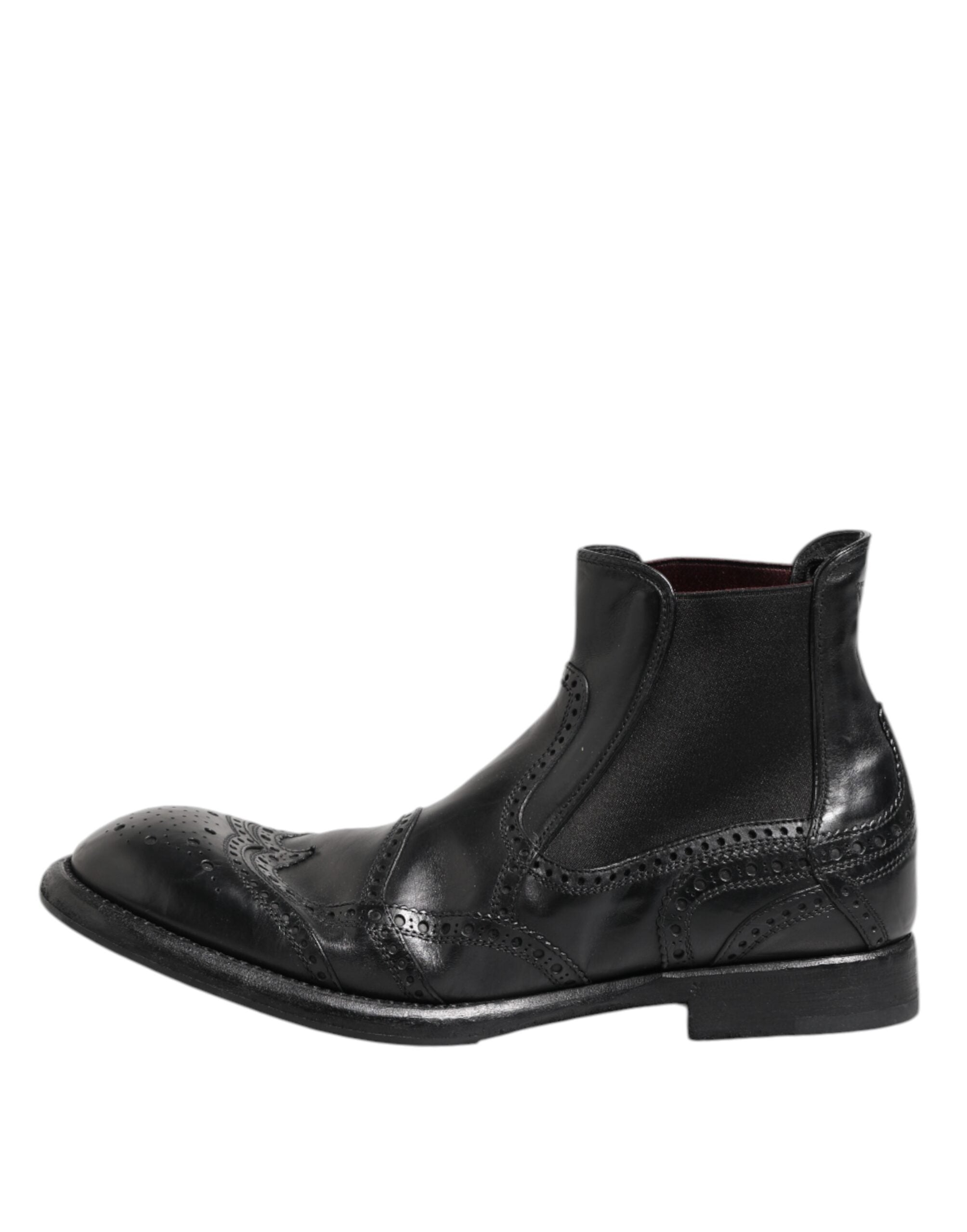 Black Leather Ankle Boots Slip On Shoes