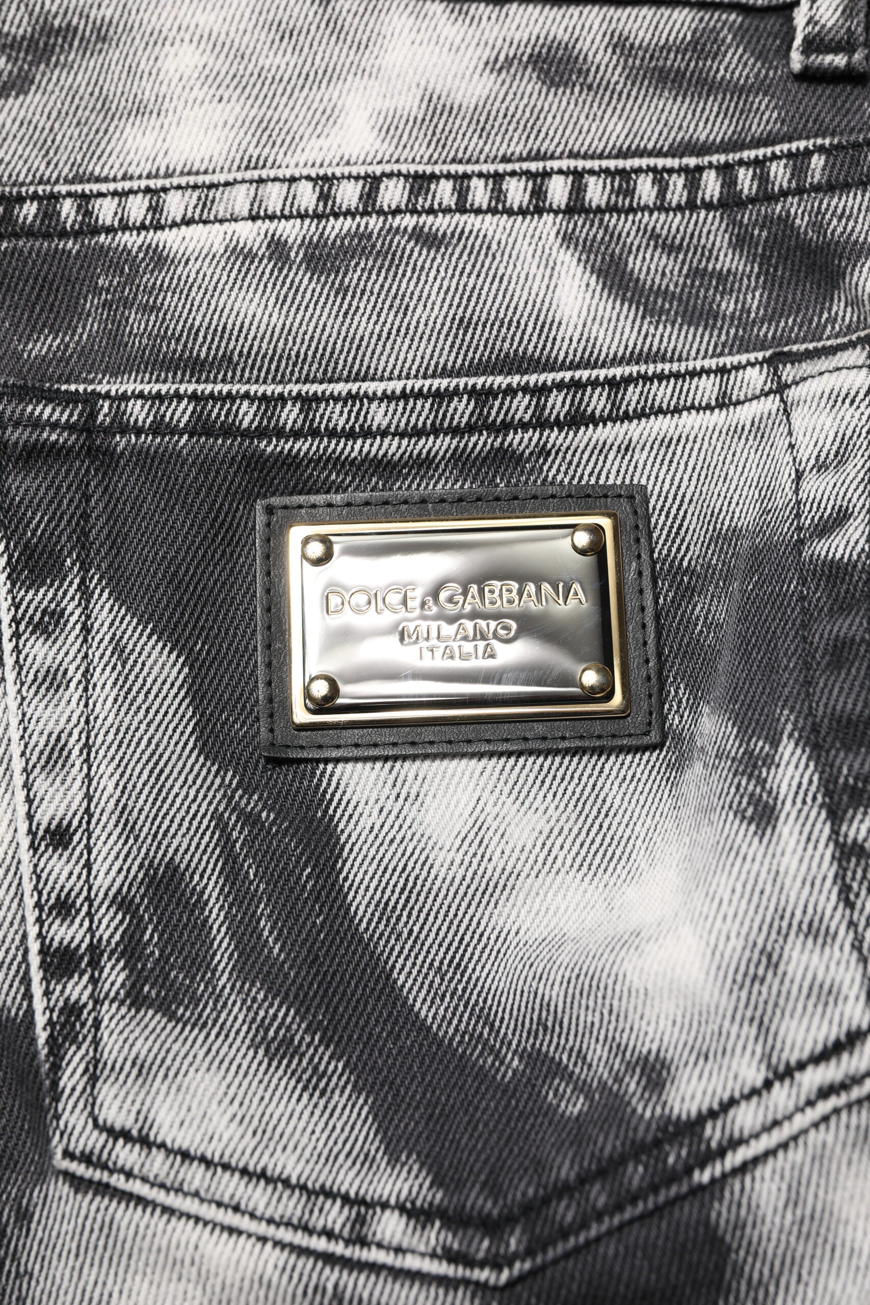 Black Tie Dye Straight Denim Jeans