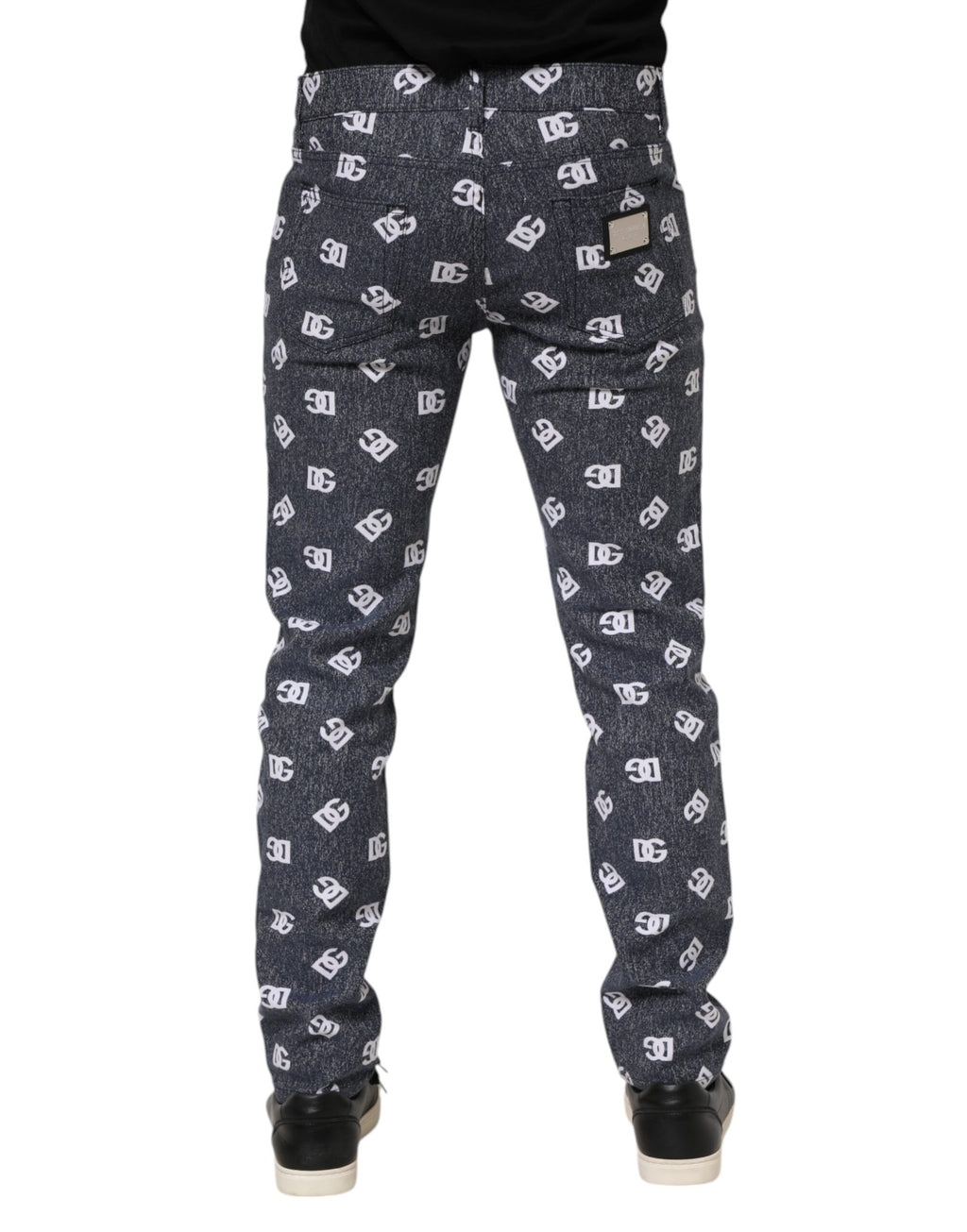 Dark Gray Logo Cotton Skinny Slim Denim Jeans