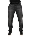 Gray Washed Cotton Loose Denim Jeans