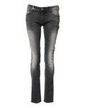 Acht Dark Gray Cotton Slim Fit Denim Low Waist Denim Jeans