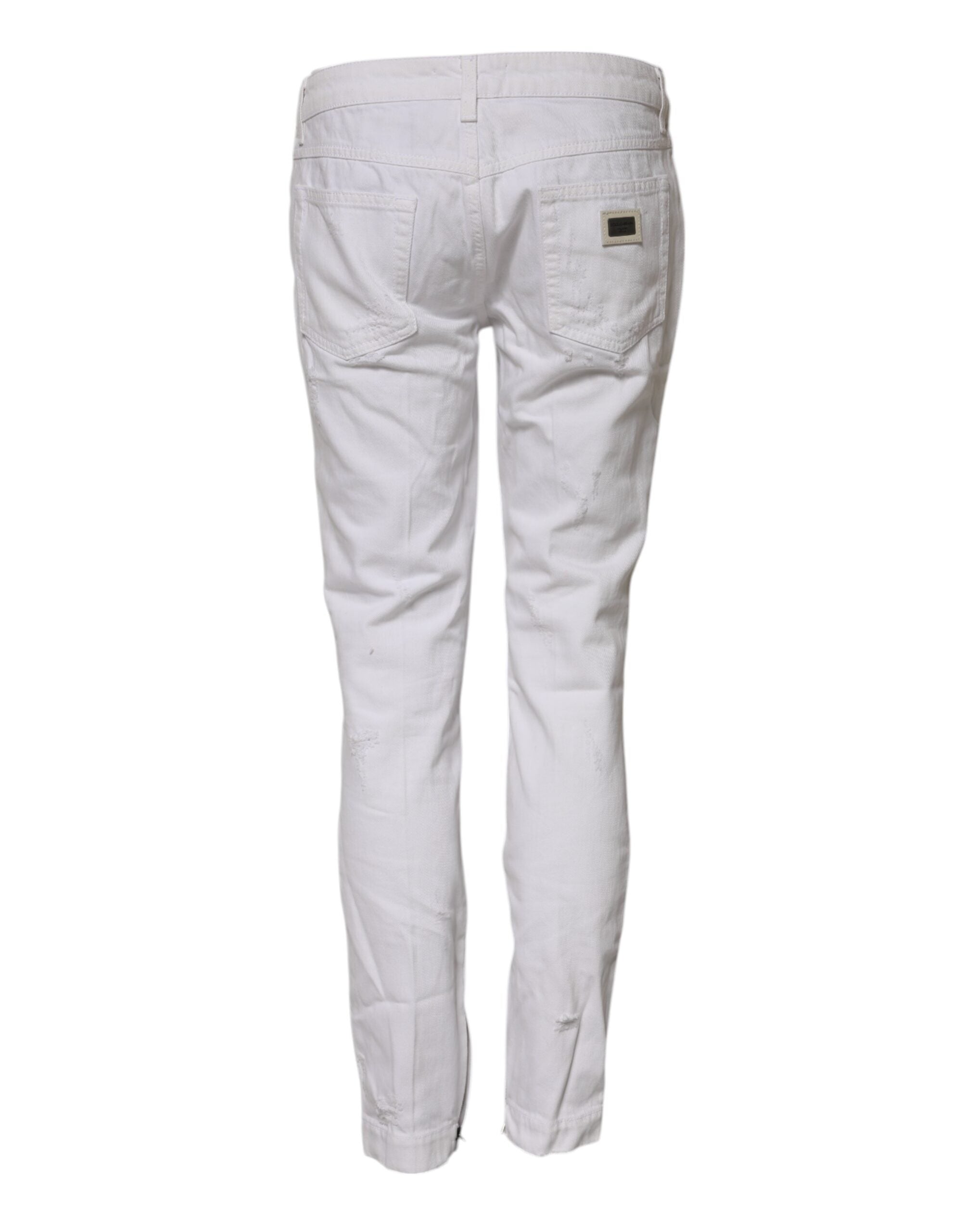 White Cotton Mid Waisted Women Denim Jeans