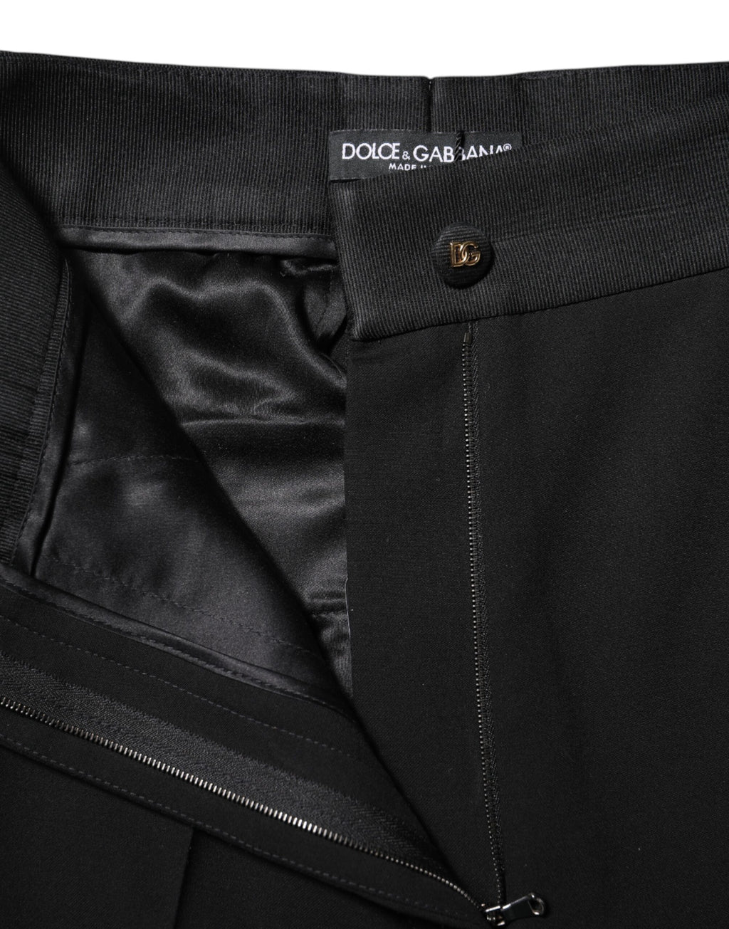 Black Wool High Waist Skinny Pants