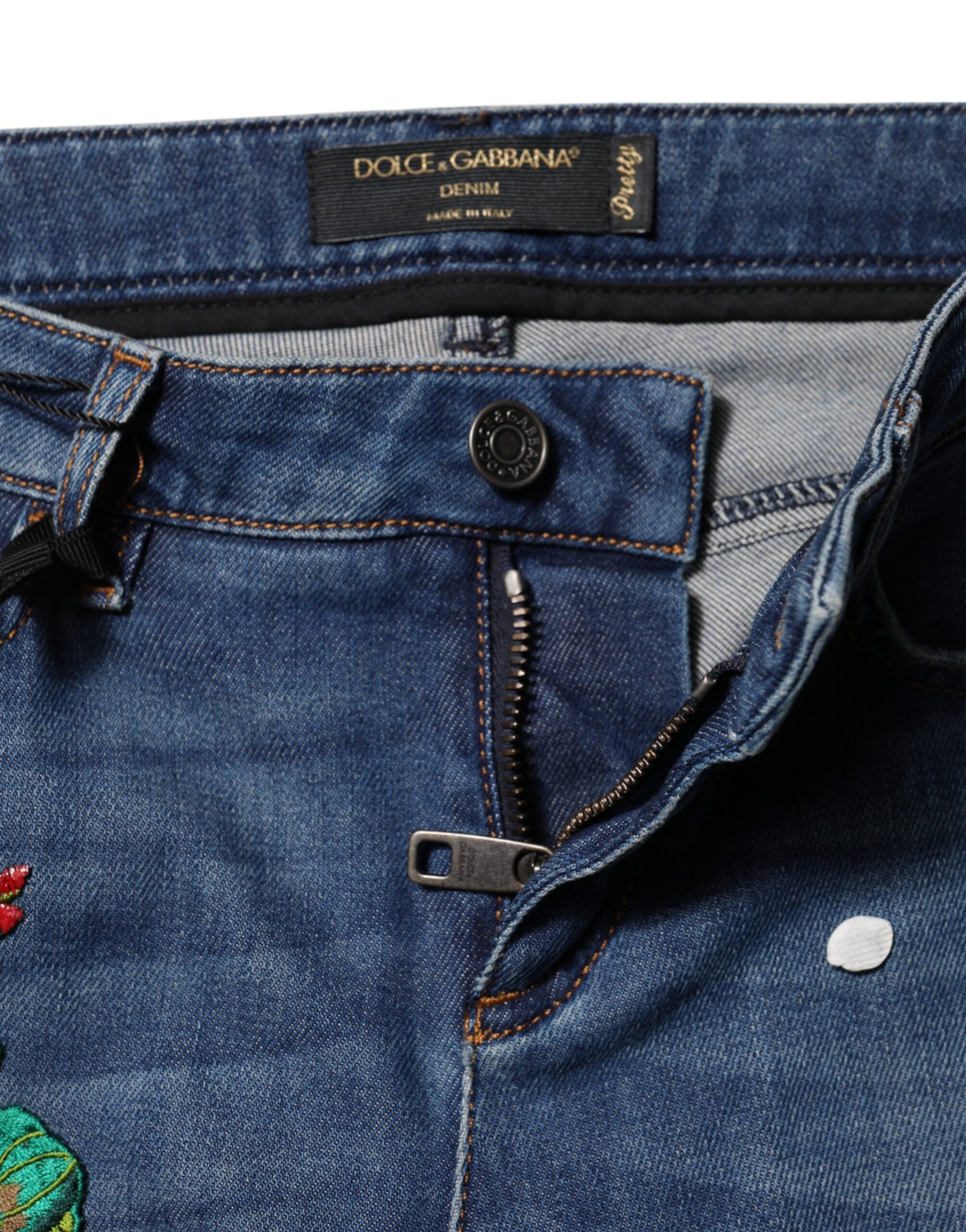 Blue Cotton Mid Waist Skinny Denim Jeans