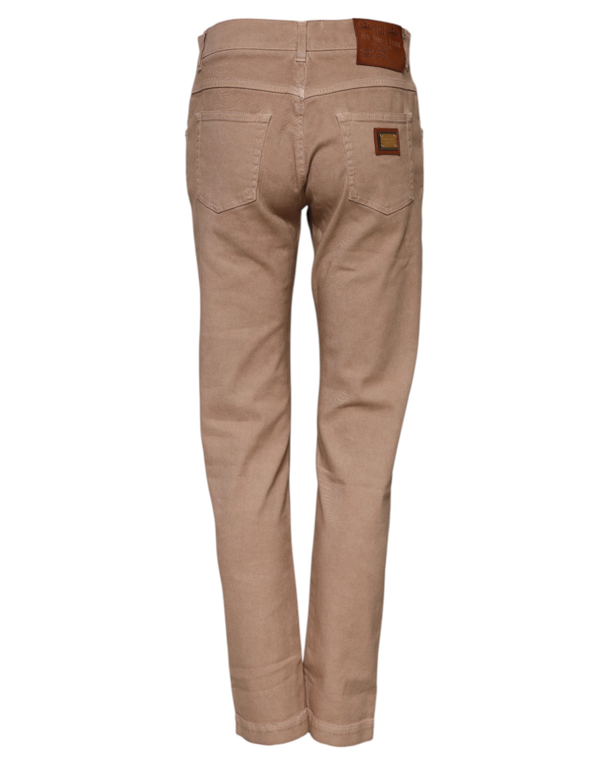 Brown Cotton Boyfriend Denim Trousers Jeans
