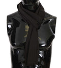 Dolce & Gabbana Dark Gray Virgin Wool Striped Pattern Wrap Scarf