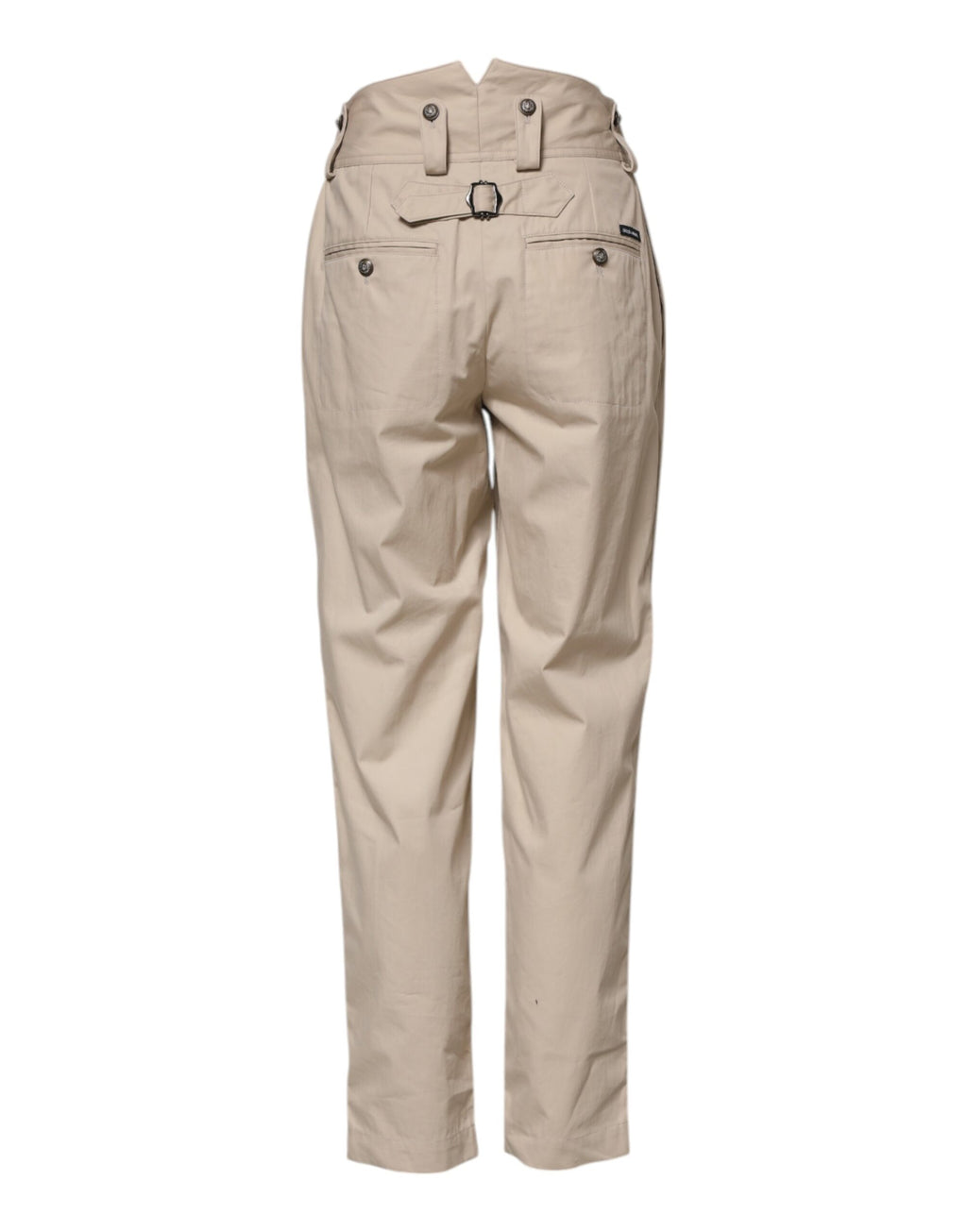 Beige Cotton High Waisted Pants