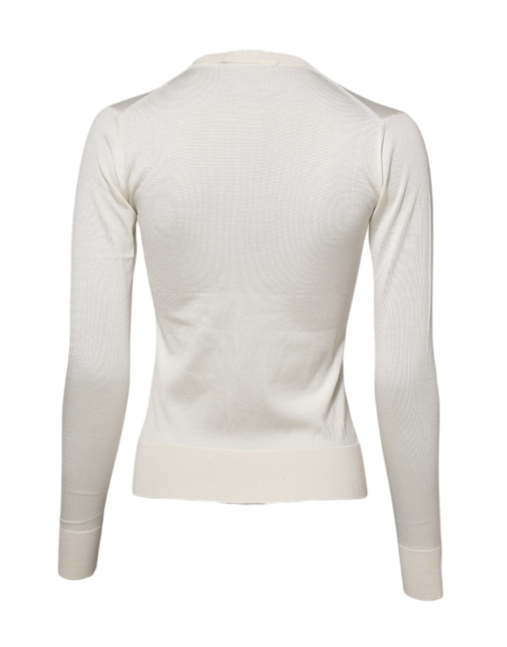 White Silk Lily Buttoned Cardigan Sweater