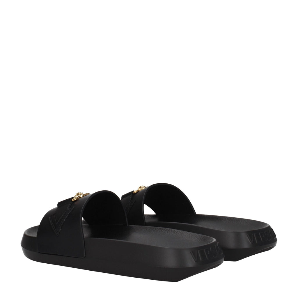 Black Leather Slippers