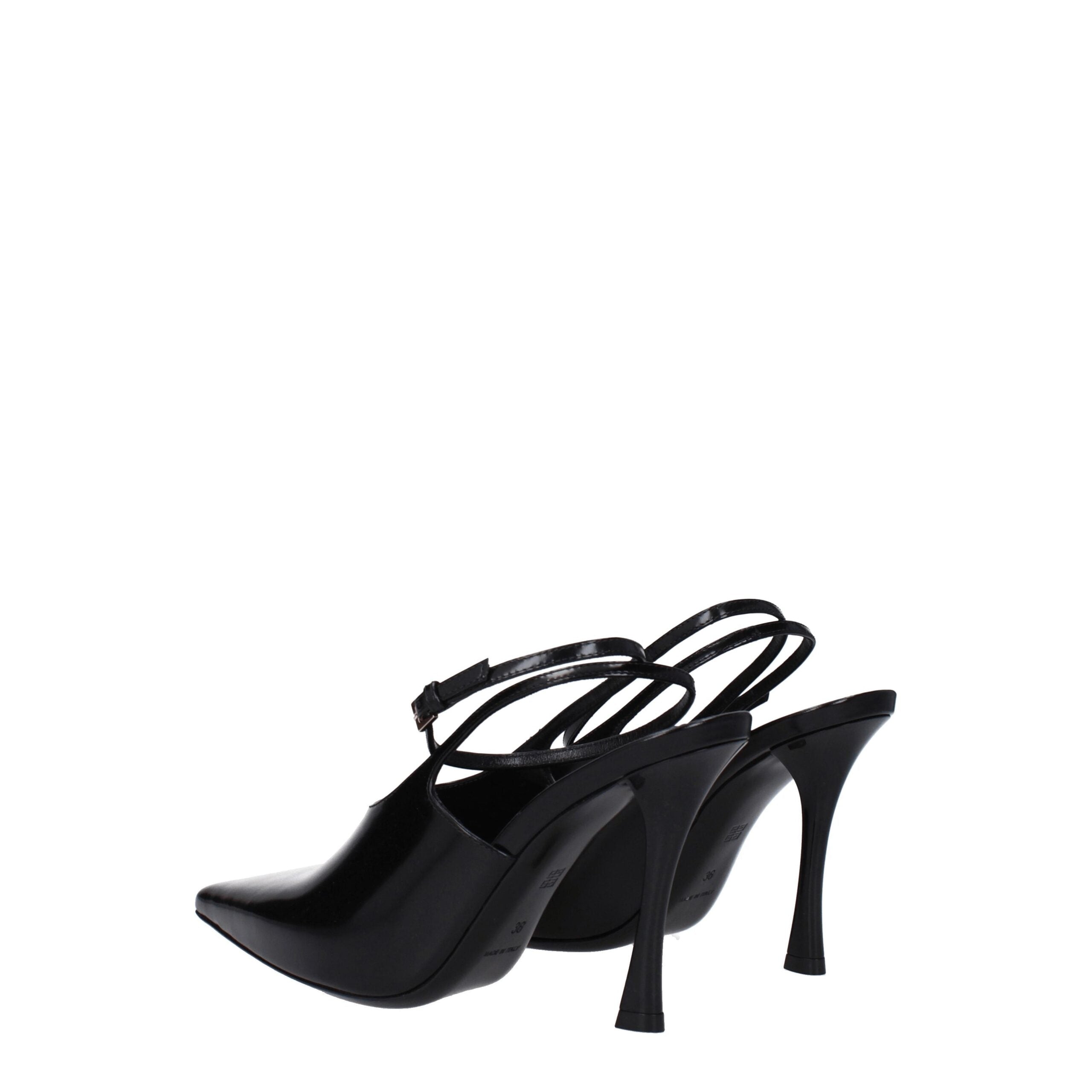 Black Leather High Heel Pumps