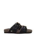 Black Leather Slippers