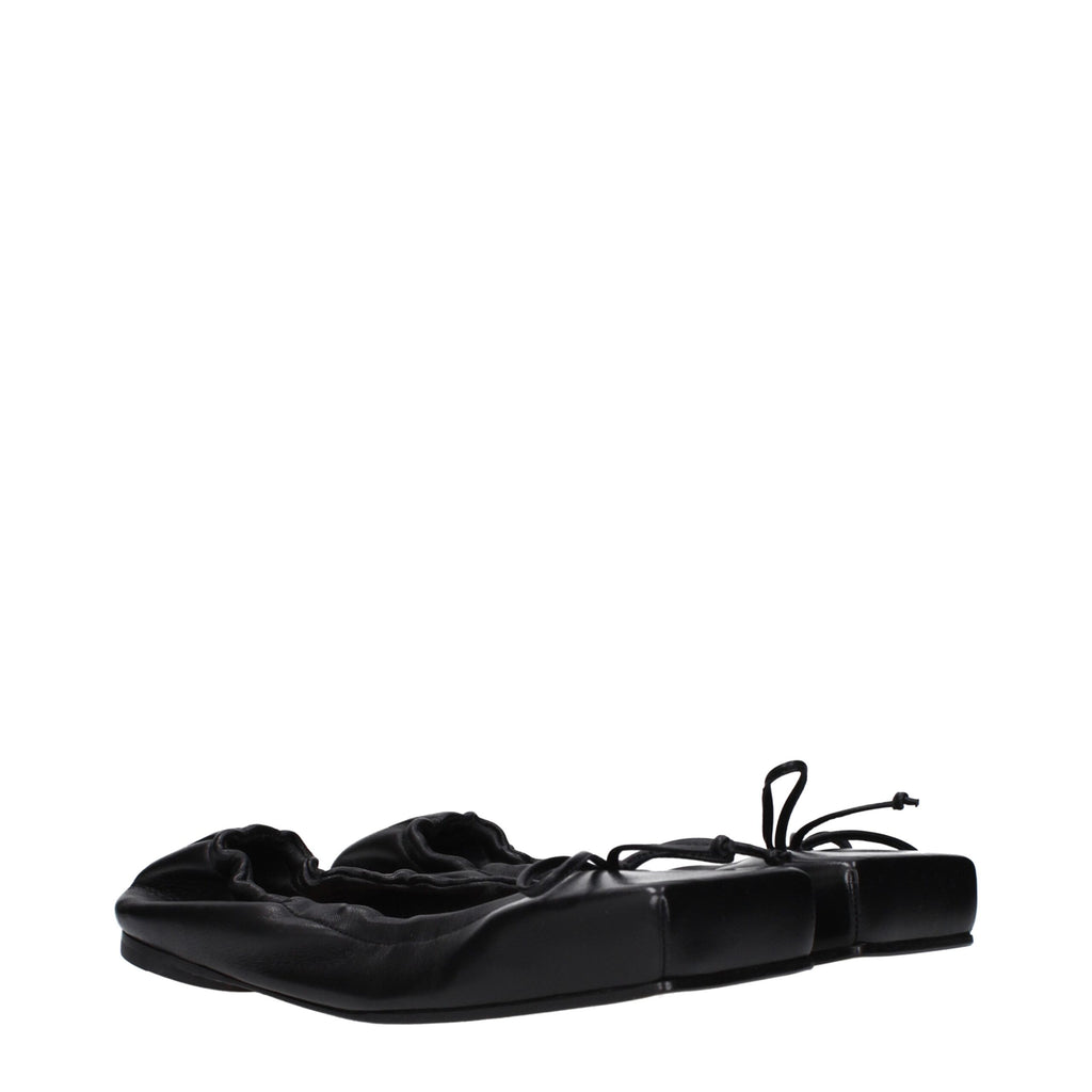 Black Leather Ballet Flats