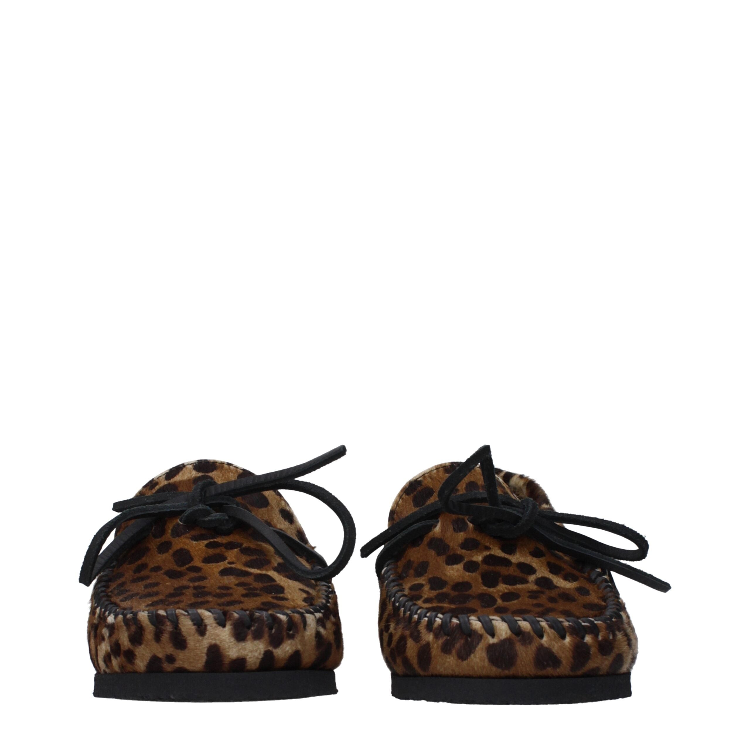 Brown Horsehair Slip-On Loafers