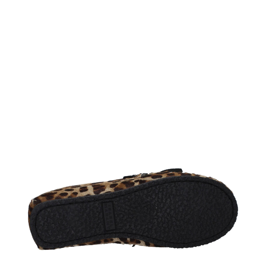 Brown Horsehair Slip-On Loafers